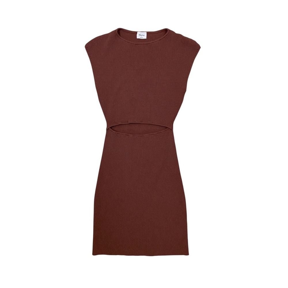 Aritzia Wilfred Free Brown Ribbed Knit Cutout Midi Dress Bodycon Aritzia S‎